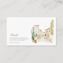 Toscane Waterverf Italiaans Trouwdetails Informatiekaartje