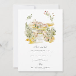 Toscane Waterverf Italiaans Verloving Uitnodiging