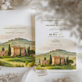 Toscane Waterverf Italië Bestemmingsweddenschap Folie Uitnodiging