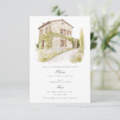 Toscane Waterverf Italië Bruidsdouche Uitnodiging (Staand voorkant)