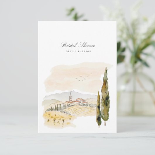 Toscane Waterverf Italië Bruidsdouche Uitnodiging (Staand voorkant)