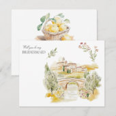 Toscane Waterverf Italië Bruidsmeisje voorstel Kaa Save The Date (Voorkant / Achterkant)