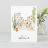 Toscane Waterverf Italië Bruidsmeisje voorstel Kaa Save The Date (Staand voorkant)