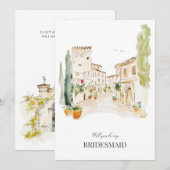 Toscane Waterverf Italië Bruidsmeisje voorstel Kaa Save The Date (Voorkant / Achterkant)