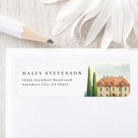 Toscane Waterverf Italië Villa Destination Wedding Etiket (Insitu)