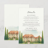 Toscane Waterverf Italië Villa Destination Wedding Informatiekaartje (Voorkant / Achterkant)