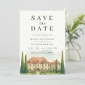Toscane Waterverf Italië Villa Destination Wedding Save The Date (Staand voorkant)