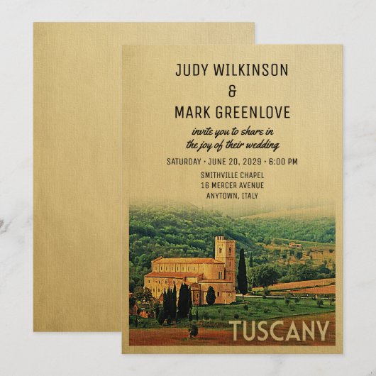 Toscane Wedding Invitation Italië Kaart (Voorkant / Achterkant)