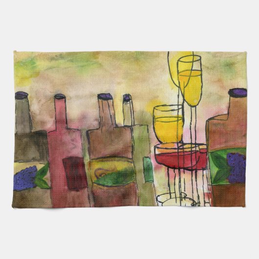 Toscane Wijn Cocktail bar-handdoek van kunst Theedoek (Horizontaal)