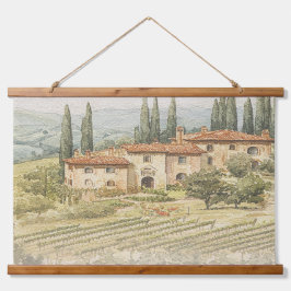 Toscane Wijngaard Aquarel Trouw Achtergrond Tapijt Hangend Wandkleed