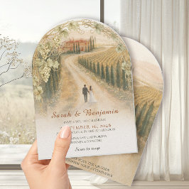 Toscane Wijngaard Elegante Boog Trouw Uitnodiging