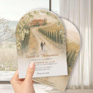 Toscane Wijngaard Elegante Boog Trouw Uitnodiging