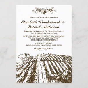 Toscane Winery Rustic Vineyard Wedding Invitations Kaart