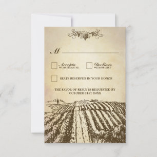 Toscane Winery Rustic Vineyard Wedding RSVP-kaarte RSVP Kaartje