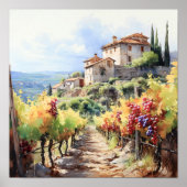 Toscane Winery Waterverf Kunst Poster (Voorkant)