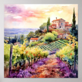 Toscane Winery Waterverf Kunst Poster (Voorkant)
