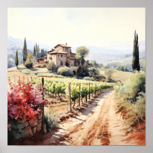 Toscane Winery Waterverf Kunst Poster