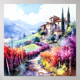 Toscane Winery Waterverf Kunst Poster