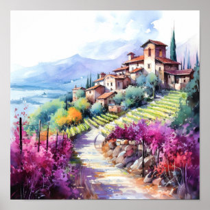 Toscane Winery Waterverf Kunst Poster