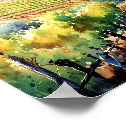 Toscane Winery Waterverf Kunst Poster (Hoek)