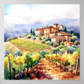 Toscane Winery Waterverf Kunst Poster (Voorkant)