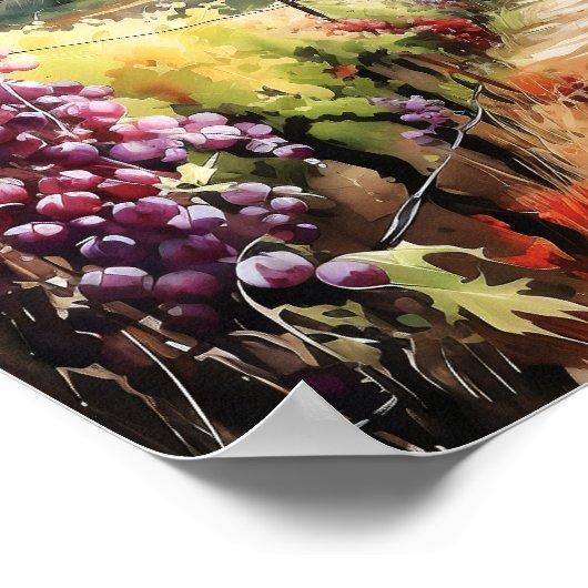 Toscane Winery Waterverf Kunst Poster (Hoek)