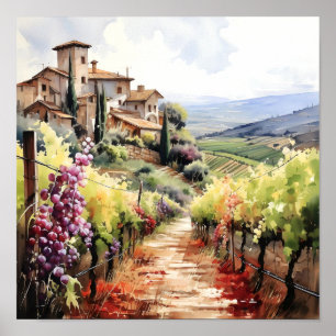 Toscane Winery Waterverf Kunst Poster