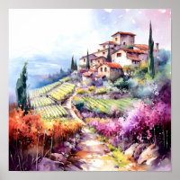 Toscane Winery Waterverf Kunst