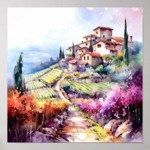 Toscane Winery Waterverf Kunst Poster