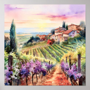 Toscane Winery Waterverf Kunst Poster