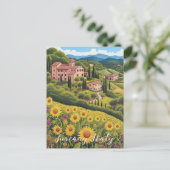 Toscane Zonnebloemvallei | Italië Reizen | Kunst Briefkaart (Staand voorkant)