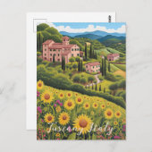 Toscane Zonnebloemvallei | Italië Reizen | Kunst Briefkaart (Voorkant / Achterkant)