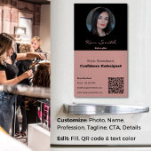 Toscane & Zwart Professioneel Haar Stylist QR Code Magnetisch Visitekaartje