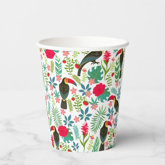 Toscanen en kleurrijke tropische bloemen patroon papieren bekers (Achterkant)
