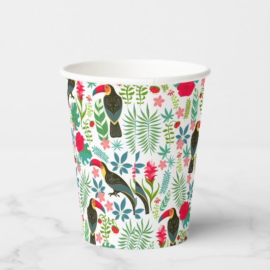 Toscanen en kleurrijke tropische bloemen patroon papieren bekers (Rechts)