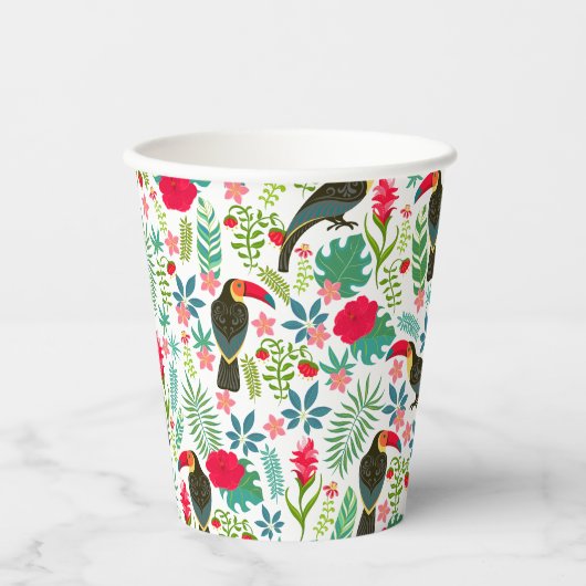 Toscanen en kleurrijke tropische bloemen patroon papieren bekers (Voorkant)