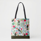 Toscanen vogels en tropische bloemen patroon tote bag (Voorkant)