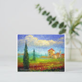Toscanië HIlside met Papavers Briefkaart (Staand voorkant)