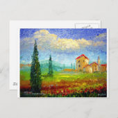 Toscanië HIlside met Papavers Briefkaart (Voorkant / Achterkant)