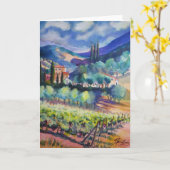 Toscanië in de Groet van de Waterverf van Blauw ~ Kaart (Gele Bloem)