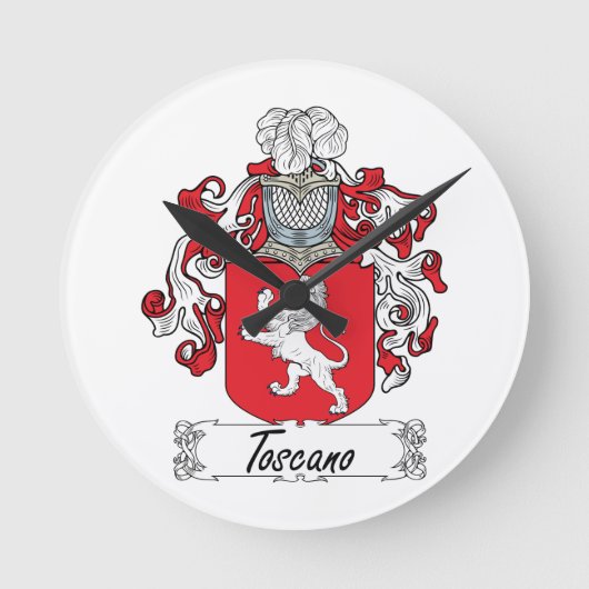 Toscano Family Crest Ronde Klok (Voorkant)
