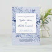 Toscany Blue Greenery Wedding Kaart (Staand voorkant)