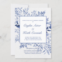 Toscany Blue Greenery Wedding Kaart