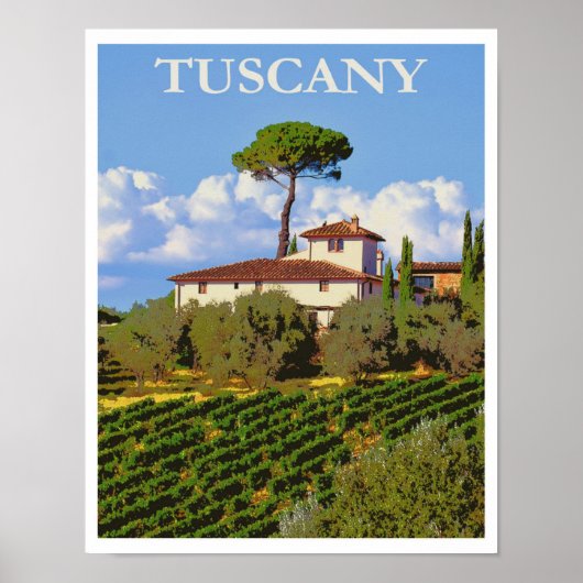 Toscany Italië Italiaans Villa Retro Vintage Revel Poster (Voorkant)