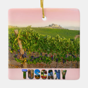 Toscany Italië Italiaanse wijnbouw Roze kerst Keramisch Ornament