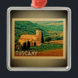 Toscany Italië Ornament Vintage Travel<br><div class="desc">Een mooi  Toscane-ornament met een prachtig Italië-landschap van de Abbazia di Sant'Antimo (Abbey of Sant'Antimo) - een Italiaans genoegen.</div>