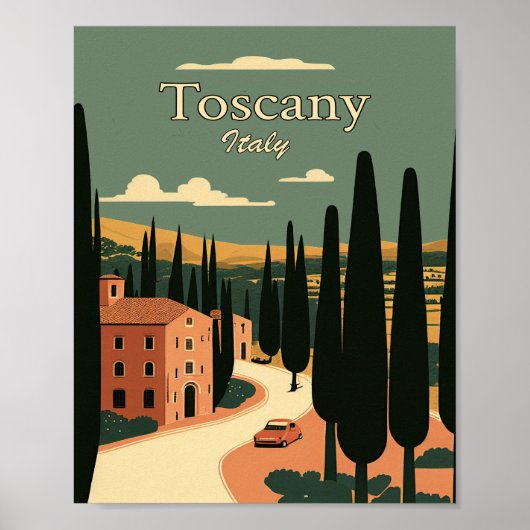 Toscany Italy Minimalist Vintage Travel Poster (Voorkant)