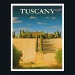 Toscany Italy Retro Vintage Travel Poster<br><div class="desc">Voeg wat flair toe aan uw decor met deze retro-Italiaanse reisposter met een  illustratie van een villa in Toscane,  Italië!</div>