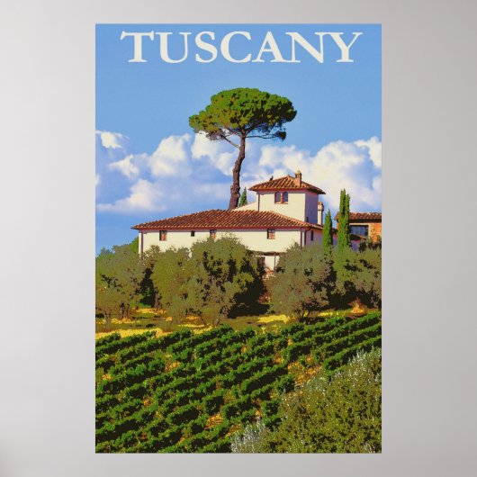 Toscany Italy Vintage Travel Italy Villa Poster (Voorkant)