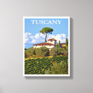 Toscany Italy Vintage Travel Italy Villa Poster Canvas Afdruk